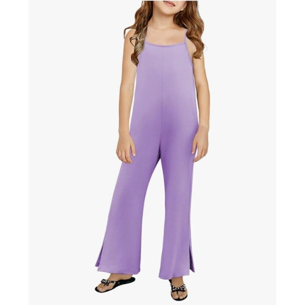 Girls 2025 Fashion Sleeveless Jumpsuit Kids Strap Pockets Romper Size 12-13 Yrs